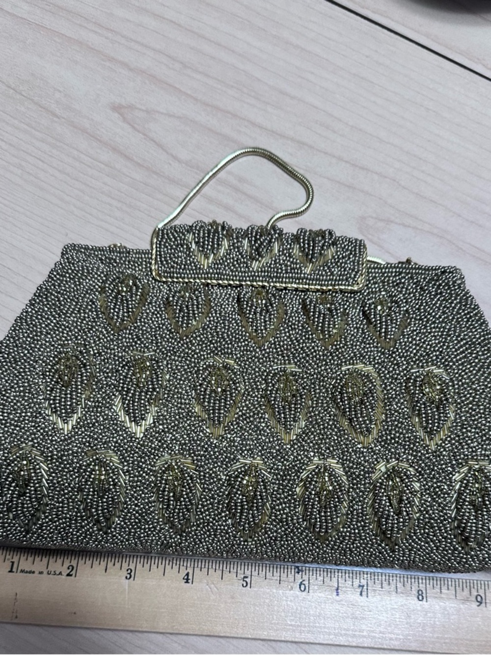 Vintage Beaded Gold Evening Clutch